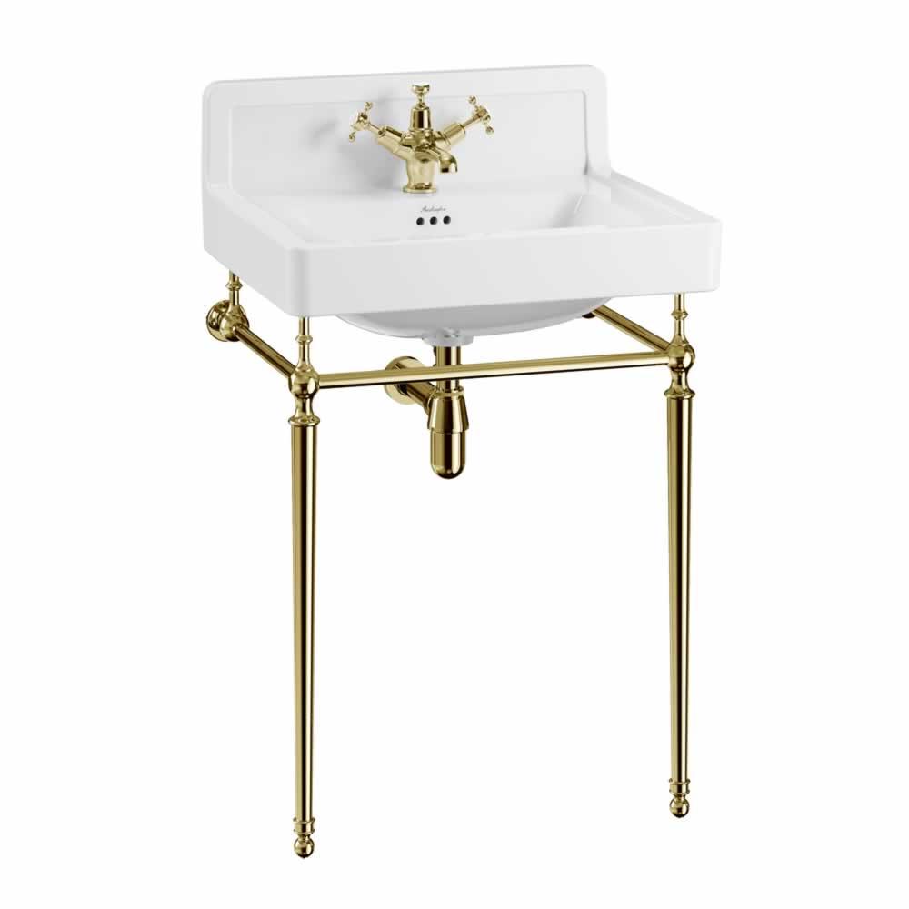 Contemporary Basin 61cm Upstand with gold wash stand